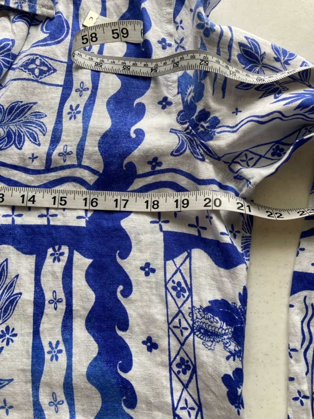 Joie White & Blue Linen Floral-Print Button Down Shirt - Picture 6 of 7